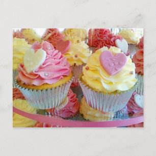 Wedding Cupcakes with Fondant Hearts Postcard
