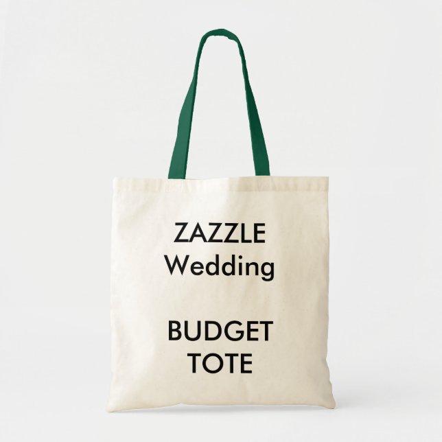 Wedding Custom Budget Tote Bag GREEN Colour Handle (Front)
