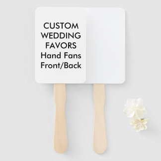Wedding Custom Favours HAND FANS - WHITE RECTANGLE