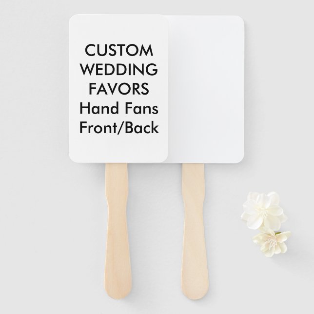 Wedding Custom Favours HAND FANS - WHITE RECTANGLE (Front and Back)