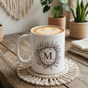 Wedding Custom Lavender Floral Wreath Mum Bridal Coffee Mug