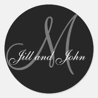 Wedding Custom Monogram & Names Black & Grey Seal