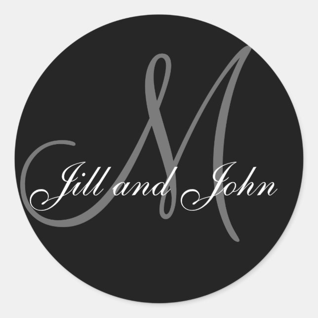 Wedding Custom Monogram & Names Black & Grey Seal (Front)