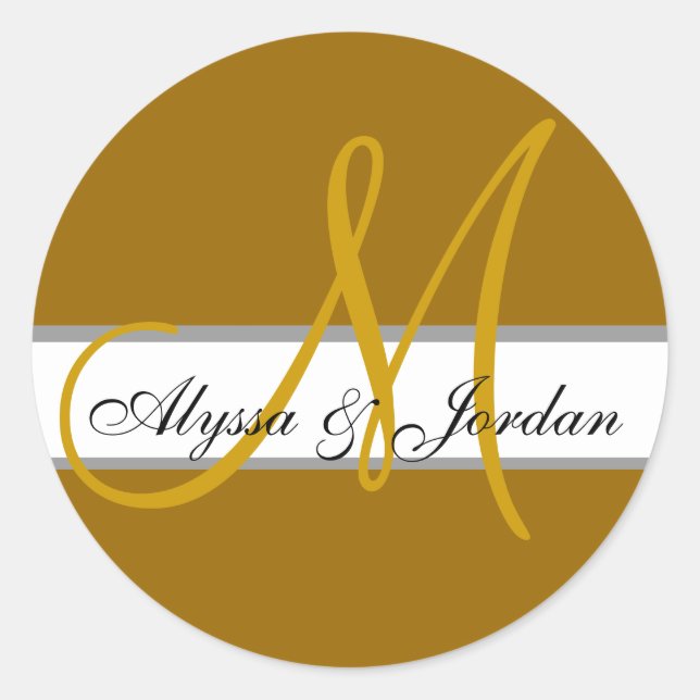 Wedding Custom Monogram & Names Gold Seal (Front)