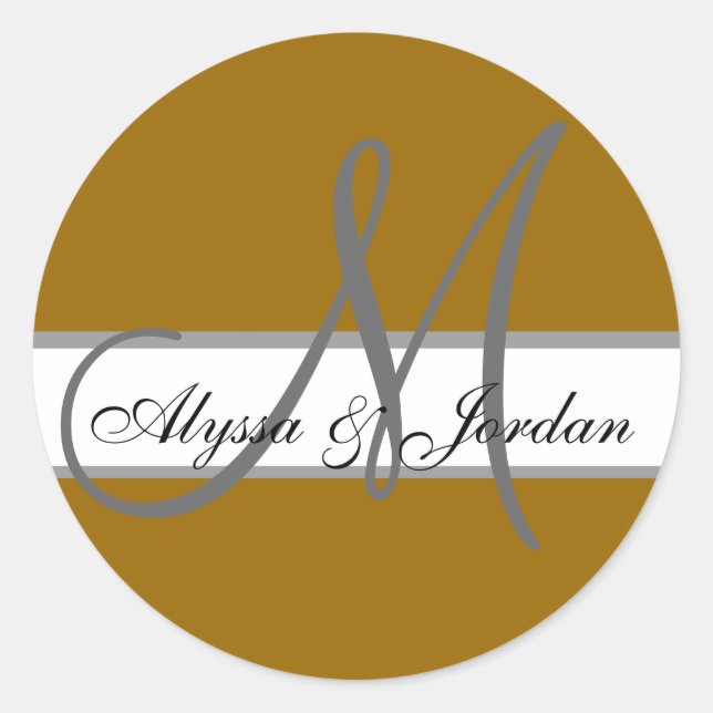 Wedding Custom Monogram & Names Gold Seal (Front)
