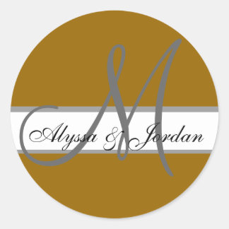 Wedding Custom Monogram & Names Gold Seal