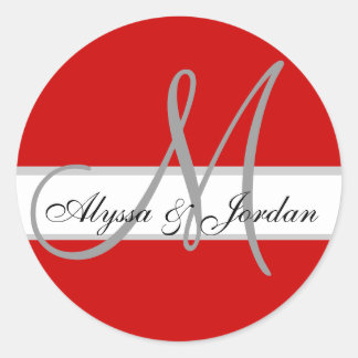 Wedding Custom Monogram & Names Red Seal
