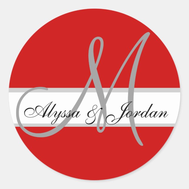 Wedding Custom Monogram & Names Red Seal (Front)