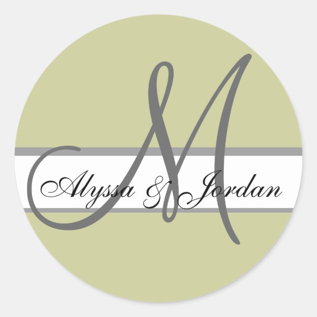 Wedding Custom Monogram & Names Taupe & Grey Seal (Front)