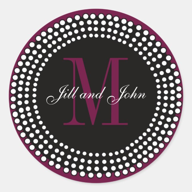 Wedding Custom Monogram & Names Wine Label (Front)