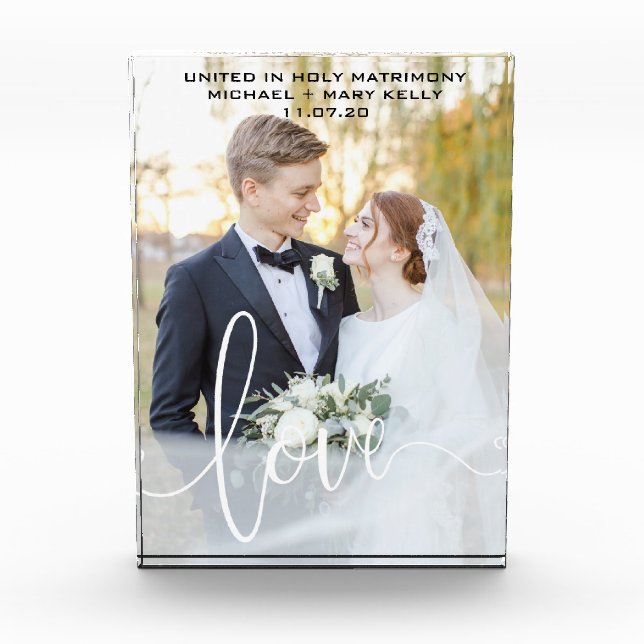 WEDDING CUSTOM PHOTO KEEPSAKE LOVE SCRIPT OVERLAY BLOCK (Front)