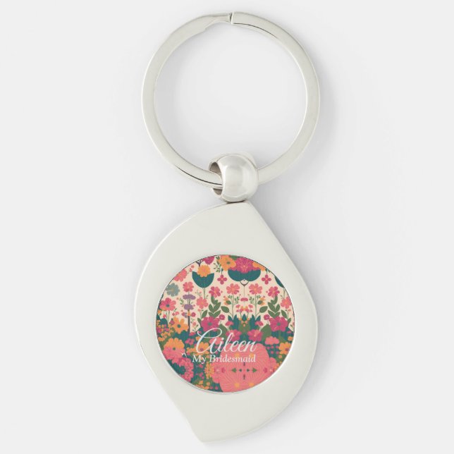 Wedding Customised Bridesmaid  Key Ring (Front)