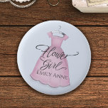 Wedding Cute Flower Girl Favour Pink Vintage Dress 6 Cm Round Badge<br><div class="desc">Wedding cute flower girl vintage pink dress cute button favour,  Custom bridal party gift favour. Made bridal showers and other wedding events fun.</div>