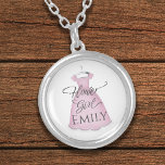 Wedding Cute Flower Girl Vintage Pink Dress Silver Plated Necklace<br><div class="desc">Pretty Flower Girl pink vintage wedding dress,  A beautiful Bridal Party Wedding gifts idea. Personalised cute thank you favour.  A delightful,  sweet way to say Thank you to your Flower girl with this personalised custom charm necklace.</div>