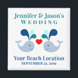 Wedding Cute Whale Tropical Beach Destination Magnet<br><div class="desc">Are you having a tropical destination wedding or maybe you're getting married at an aquarium? This cute custom whale magnet will make a perfect wedding favour for your guests, or just order a few for souvenirs for yourself and your bridal party! Personalise with the names, date, and beach location of...</div>