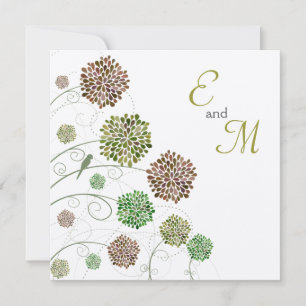 Wedding Dahlia Whimsy Gold Personalised Invitation