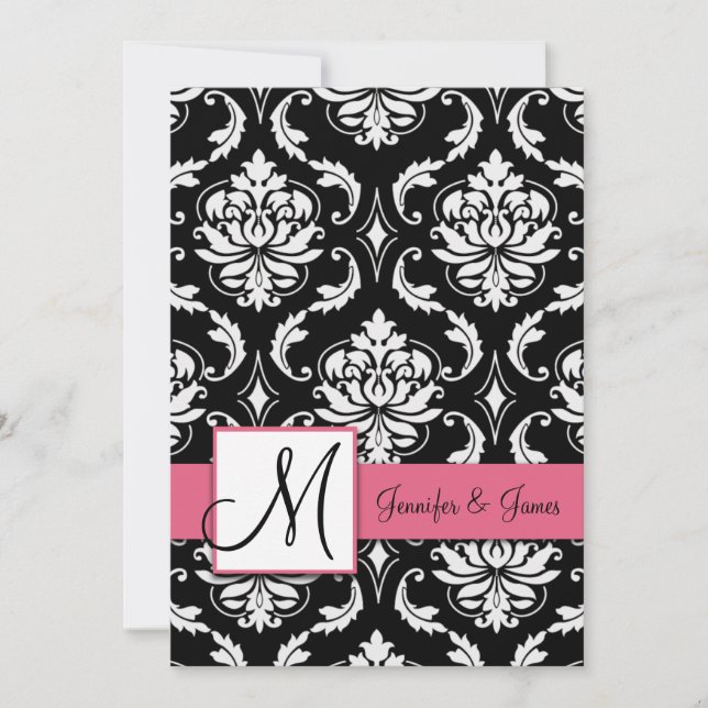 Wedding Damask Monogram Invitations Honeysuckle (Front)