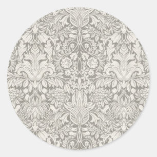 Wedding Damask Vintage White Wedding Old Lace Classic Round Sticker