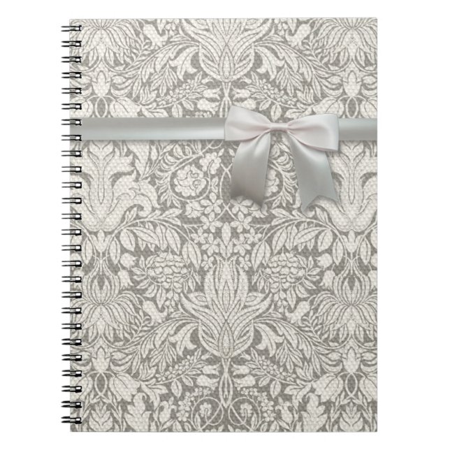 Wedding Damask Vintage White Wedding Old Lace Notebook (Front)