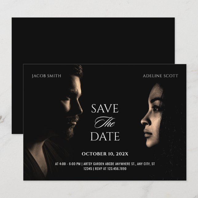 Wedding dark black photo film drama movie poster  save the date (Front/Back)