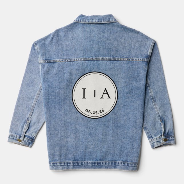Wedding Date and Initials Bride's Personalised Denim Jacket (Back)