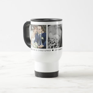 Wedding Date and Monogram 3 Photo Travel Mug