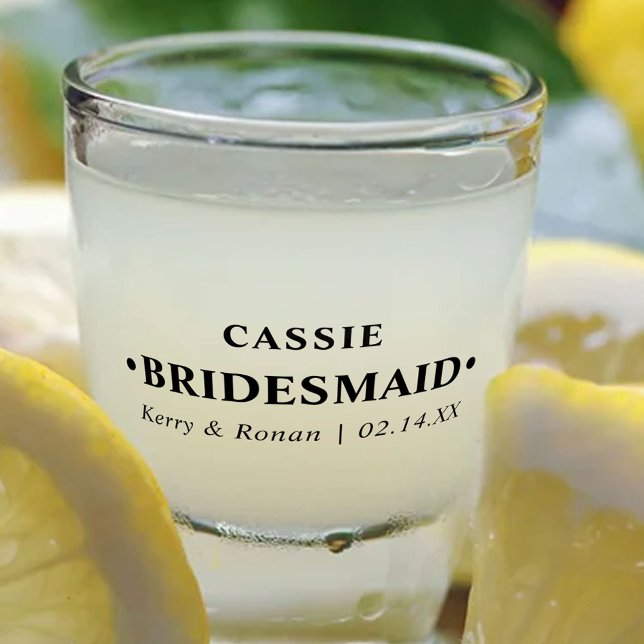 Wedding Date and Names Bridesmaid Personalised Shot Glass (Creator Uploaded)