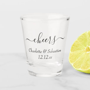 Wedding Date And Names Typography  Personalised Shot Glass