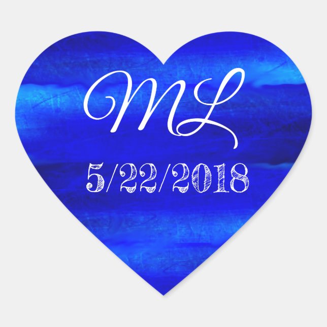 Wedding Date Bride and Groom Heart Stickers (Front)