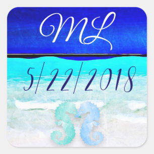 Wedding Date Bride and Groom Initials Stickers