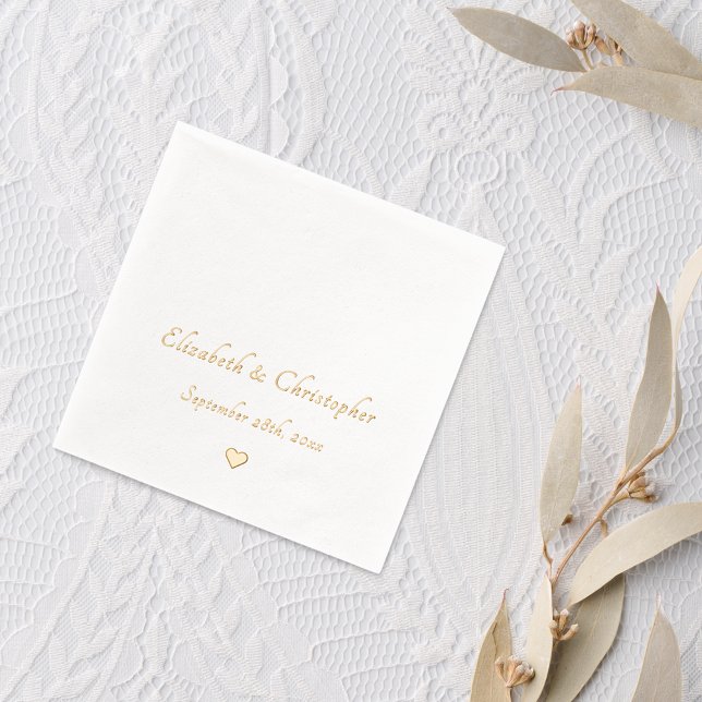 Wedding Date Bride Groom Monogram Party Cocktail Foil Napkins (Wedding Date Bride Groom Monogram Party Cocktail Foil Napkins)