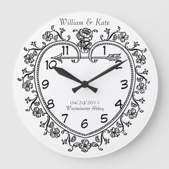 wedding date commemorative gift vintage clock (Front)