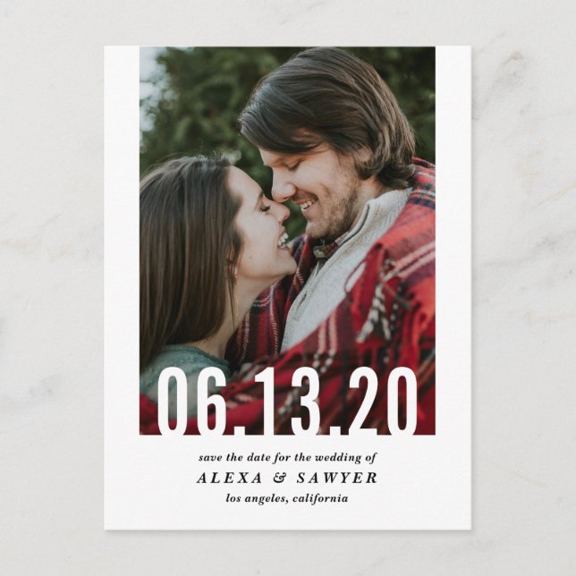 Wedding Date Cutout Vertical Photo Save the Date Announcement Postcard (Front)
