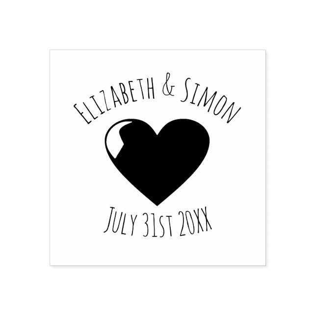 Wedding Date Heart Bride and Groom Stamp (Imprint)