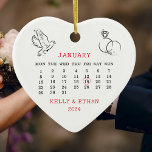 Wedding Date Heart Calendar Married Ceramic Tree Decoration<br><div class="desc">Wedding Date Heart Calendar Married Ceramic Ornament. Matching items available.</div>