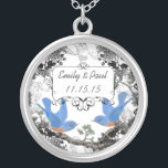 Wedding Date Lucky Bluebird Anniversary Necklace<br><div class="desc">Keepsake Necklaces Choose either Silver Plated or Sterling Silver</div>