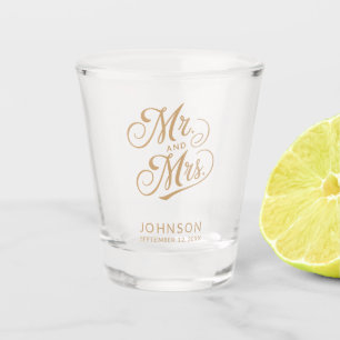 Wedding Date Modern Gold Typography Party Favour Shot Glass