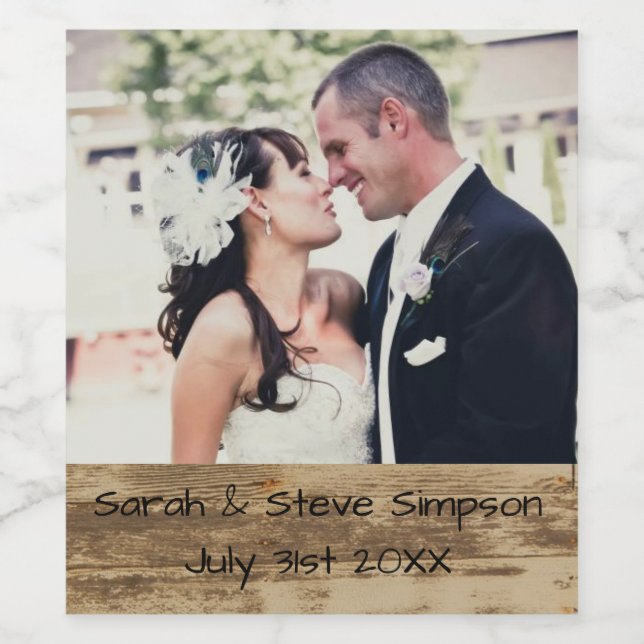 Wedding Date Picture Wine Labels (Single Label)