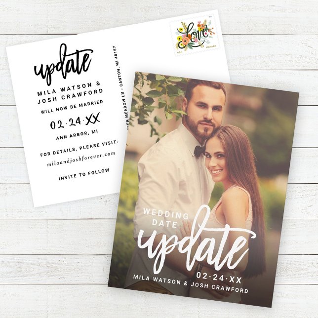 Wedding Date Update Photo Postcard (Creator Uploaded)