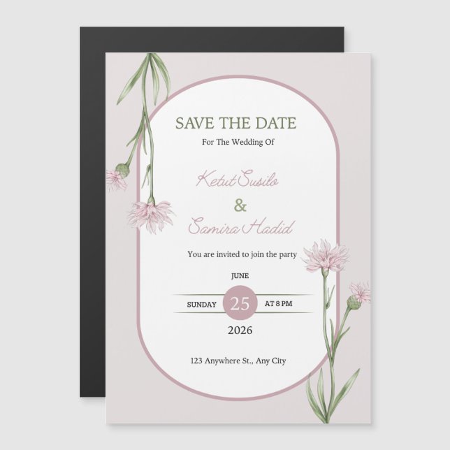 WEDDING DAY 2026 JUNE MAGNETIC INVITATION (Front/Back)