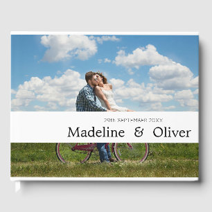 Wedding Day 2 Photo Monogram Modern Typography Guest Book