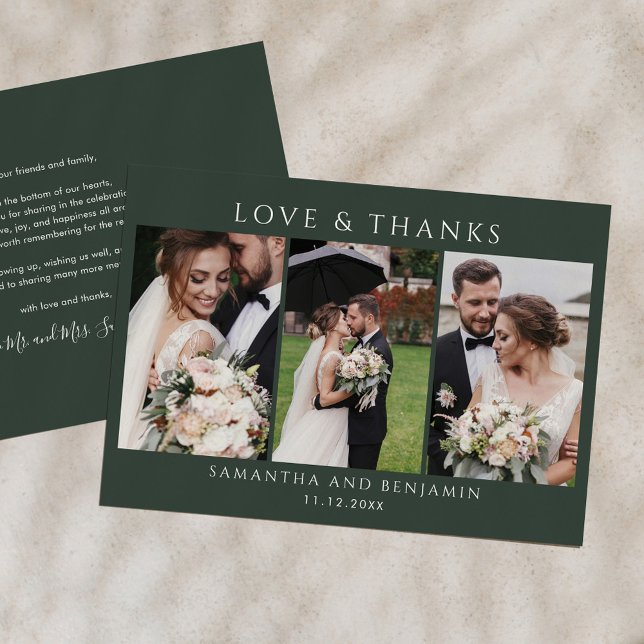 Wedding Day 3 Photos Love and Thank You Card (Creator Uploaded)