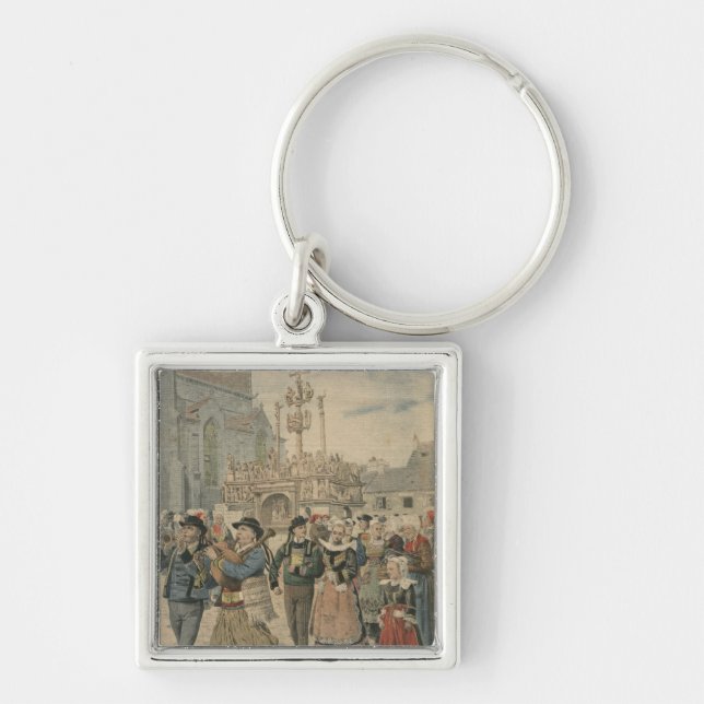 Wedding day at Plougastel Brittany Key Ring (Front)