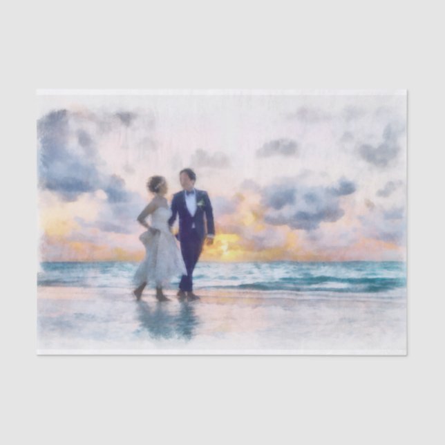 Wedding Day Beach Walk Decoupage Tissue Paper (Front)