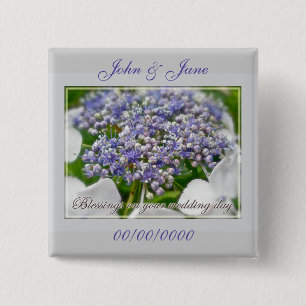 Wedding Day Blessings Blue Lace Hydrangea 15 Cm Square Badge