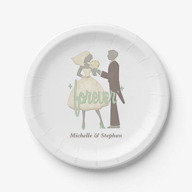 Wedding Day Bride and Groom Personalised Paper Plate (Front)