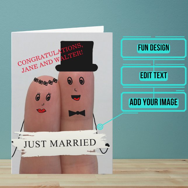 Wedding Day Congratulations Happy Thumbs Card (Send your love and congratulations with a modern and unique twist.)