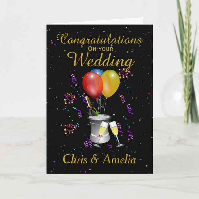 Wedding Day Congratulations Sparkling Wine Card (Front)