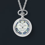 Wedding Day Countdown. Engaged! Fiancee. Add Names Watch<br><div class="desc">My design of a Diamond heart!
Add your new NAMES!
Silver,  White Gold,  Dark Blue,  Teal,  Green Tiles
FOREVER!</div>