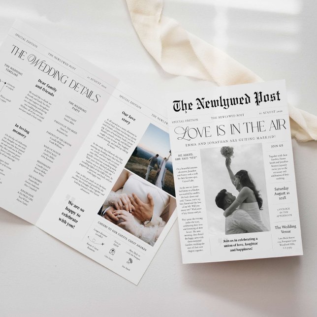 Wedding Day Custom Newspaper Program Booklet Card (Creator Uploaded)